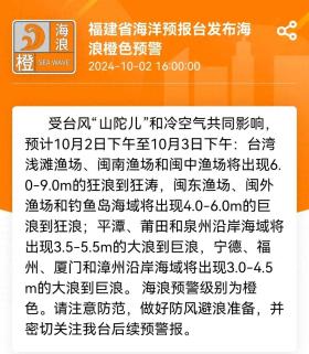 台风“山陀儿”即将登陆台湾！福建橙色预警！长乐11级大风！